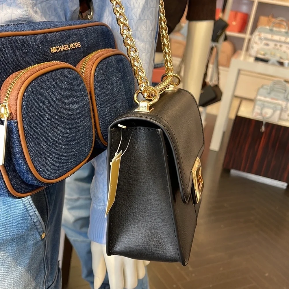 MICHAEL KORS SONIA SMALL SHOULDER XBODY BLACK COLOR